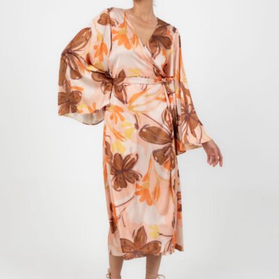 Frühlings Midi Wickelkleid mit Blumenmuster
