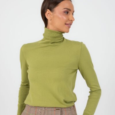 Grüner Baumwollrollkragenpullover
