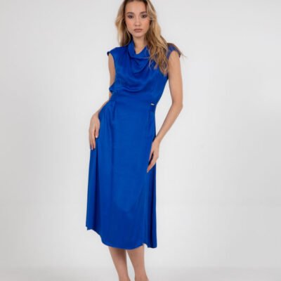 Ärmelloses Kleid in Königsblau mit Gürtel