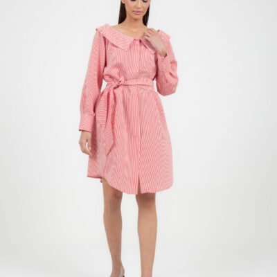 Gestreiftes Hemdblusenkleid mit Taillengürtel