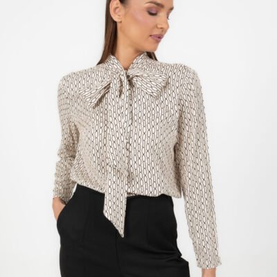 Beige-schwarze Bluse
