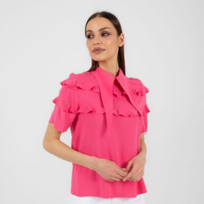 Pinkfarbendes Shirt mit Kragen