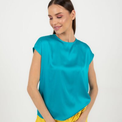 Ärmelloses blaues Shirt