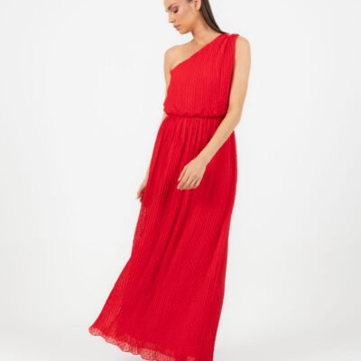 Ein-Schulter-Kleid mit Bindegürtel