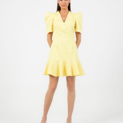 Kurzes Kleid mit V-Ausschnitt und Volant