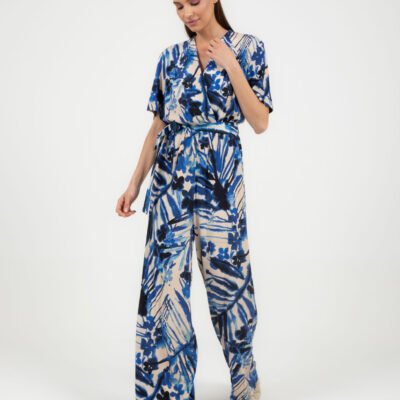 Jumpsuit mit Blumenprint und Bindegürtel