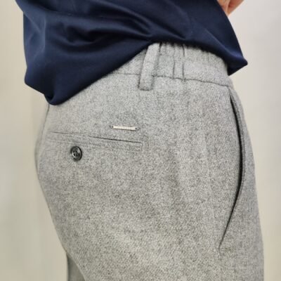 Herren Wollhose Grau – Slim Fit, 100% Wolle (Fiumelli)