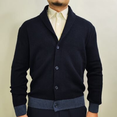 Fiumelli Herren Schalkragen-Strickjacke – Navy