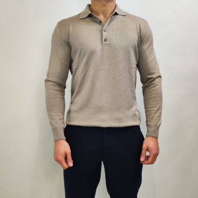 Herren Polo-Strickpullover – Beige