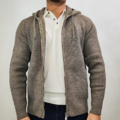 Fiumelli Herren Strickjacke mit Kapuze – Beige