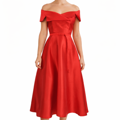 Off-Shoulder-Satinkleid