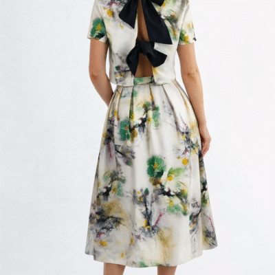 Eleganter 2-teiliger Damen-Set mit Print und Schleifendetail