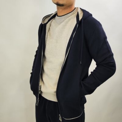 Fiumelli Herren-Set – Zip Hoodie, Pullover & Hose (Navy / Grau)