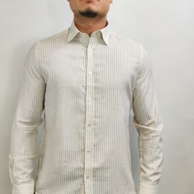 Fiumelli Herrenhemd – Gestreift, Beige (Langarm)