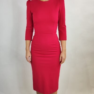 Elegantes Etuikleid mit 3/4-Ärmeln – Pink