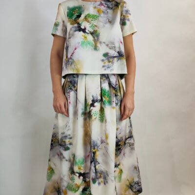 Eleganter 2-teiliger Damen-Set mit Print und Schleifendetail