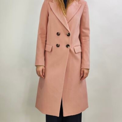 Eleganter Zweireihiger Damenmantel in Rosé